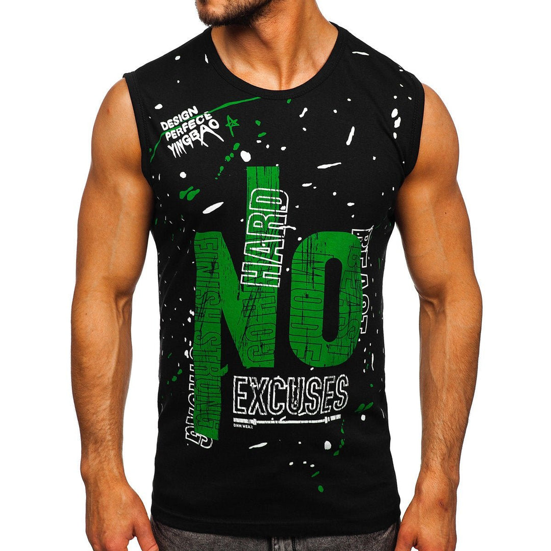 Linne printed No Excuses Svart