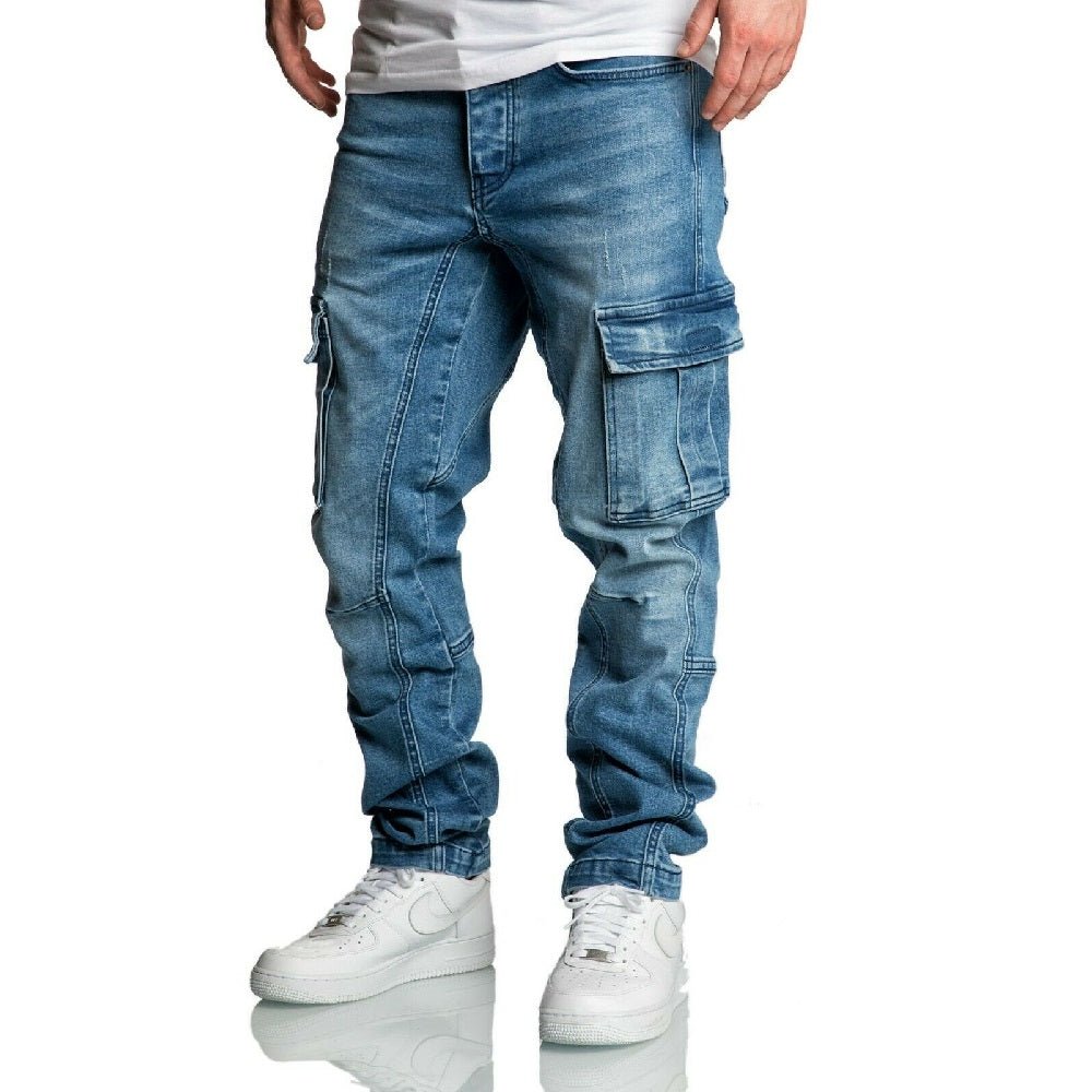 Jeans med benfickor ljusblå modell 7977 från sidan