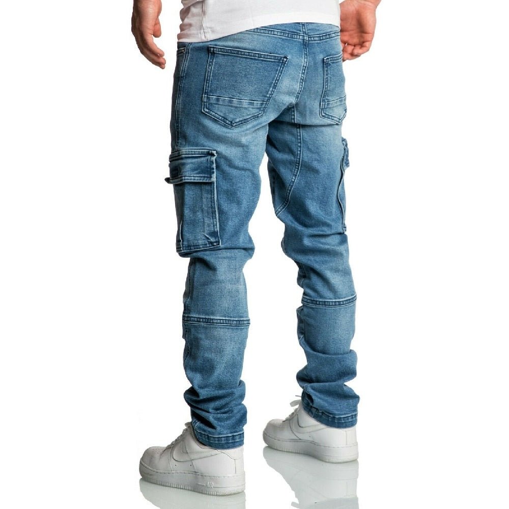 Jeans med benfickor ljusblå modell 7977 bakifrån