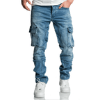 Jeans med benfickor ljusblå modell 7977 framifrån