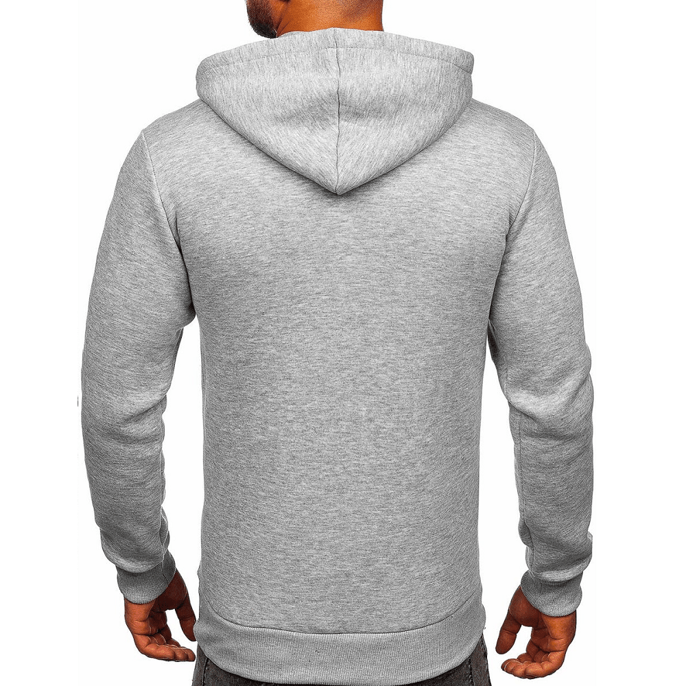 Ljusgrå Half Zip Hoodie - Herrtröja med luva