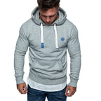 Ljusgrå Herr Hoodie med känguruficka framifrån