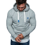 Ljusgrå Herr Hoodie med känguruficka front