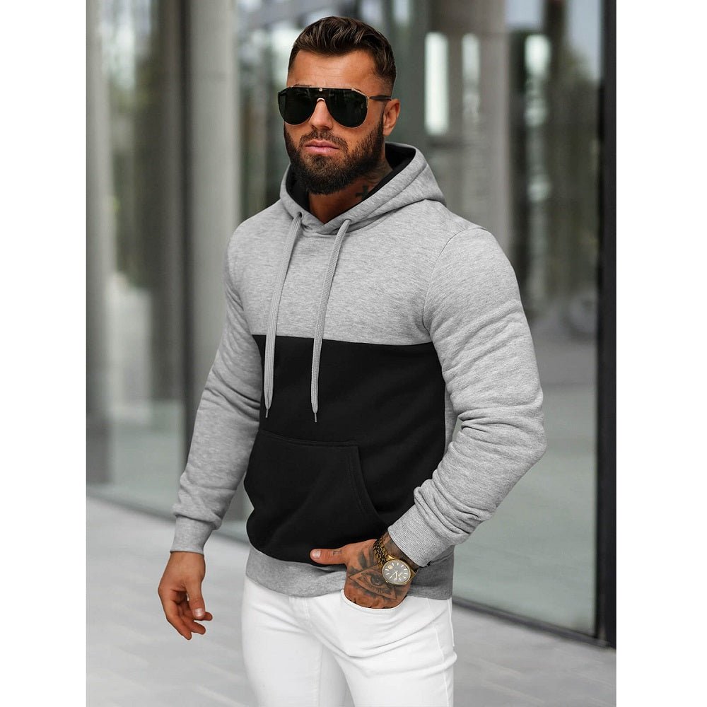 Ljusgrå Hoodie - Svarta detaljer herr sidan
