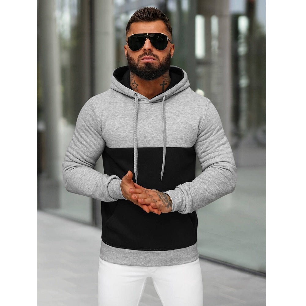 Ljusgrå Hoodie - Svarta detaljer herr