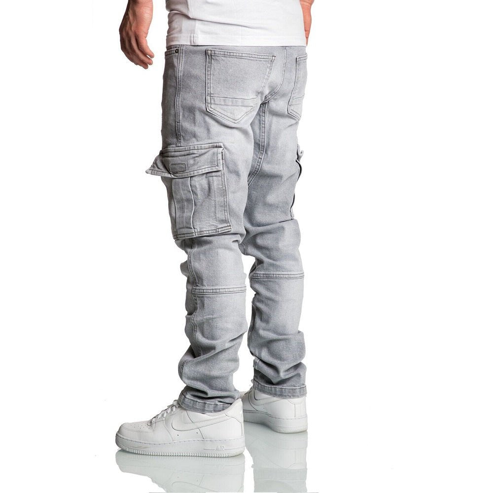 Jeans Herr 549 kr - ljusgrå Cargojeans med benfickor bakifrån