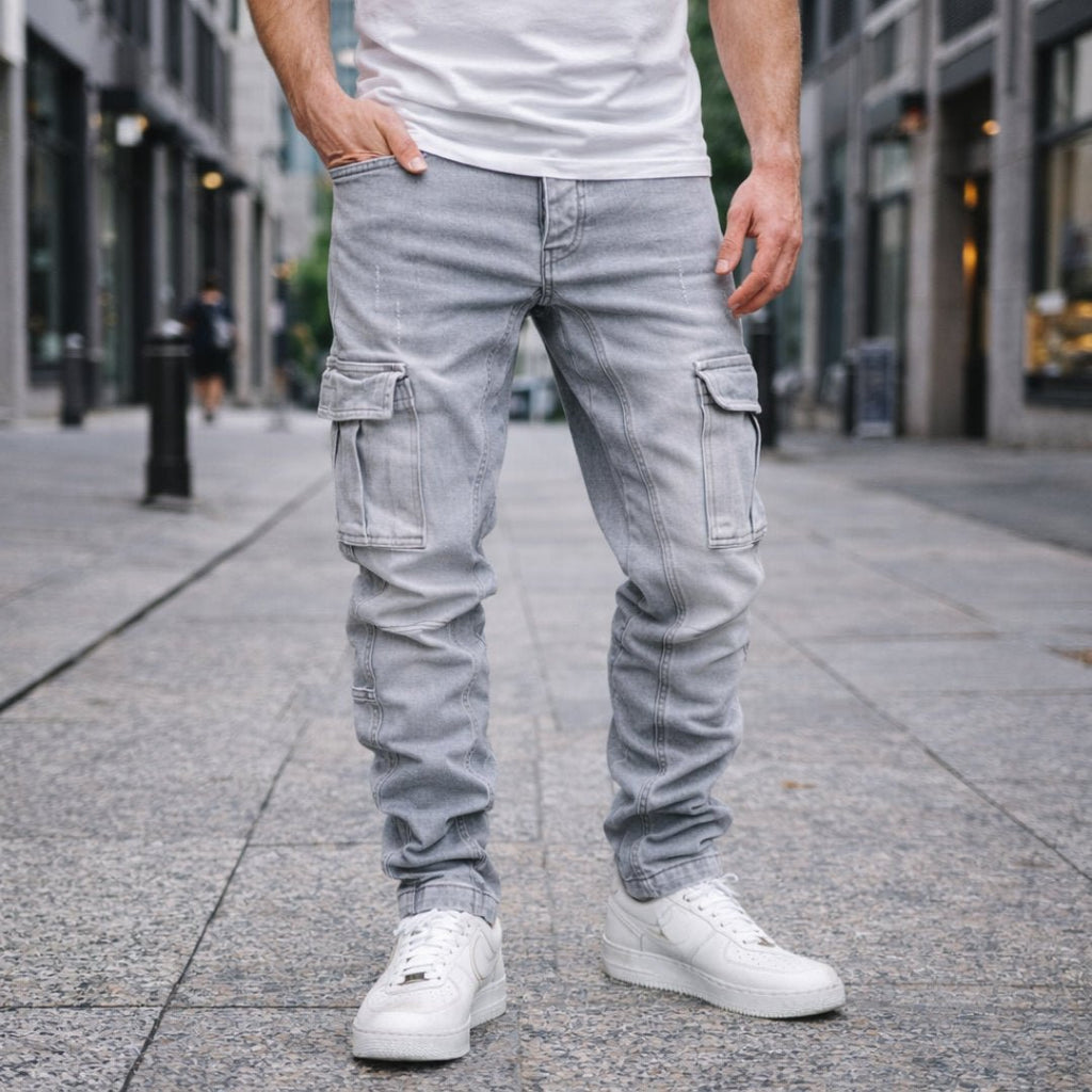 Amaci & Sons gråa cargojeans