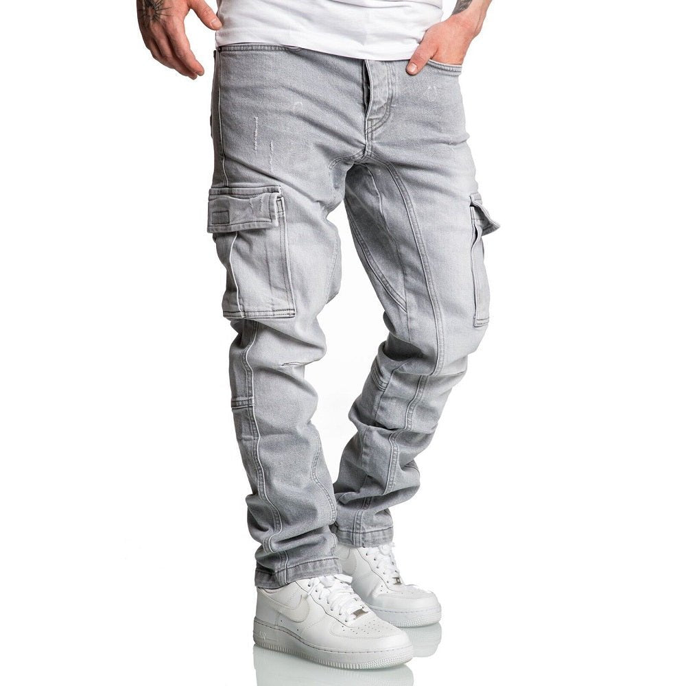 Jeans Herr 549 kr - ljusgrå Cargojeans med benfickor benfickor