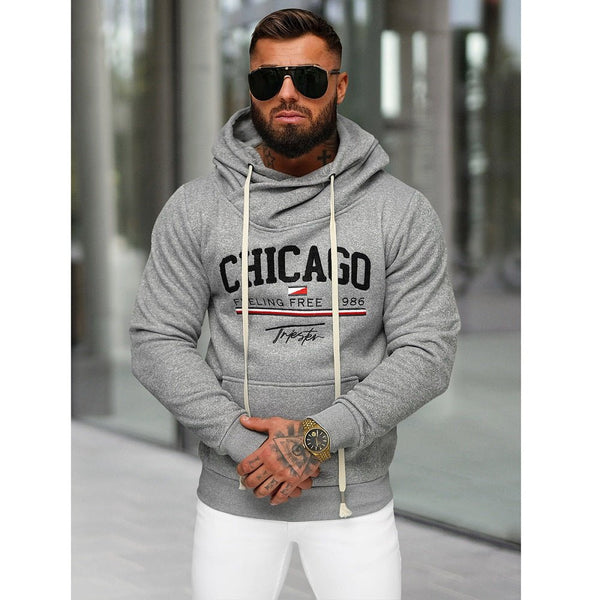 Hoodie Chicago - Grå Luvtröja Herr