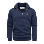 Marinblå half zip tröja herr med hög krage från Amaci & Sons