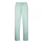 Mintgrön pyjamas dam i 100% bomull från Gaubert med långärmad tröja och matchande hjärtmönstrade långbyxor - pyjamasbyxor