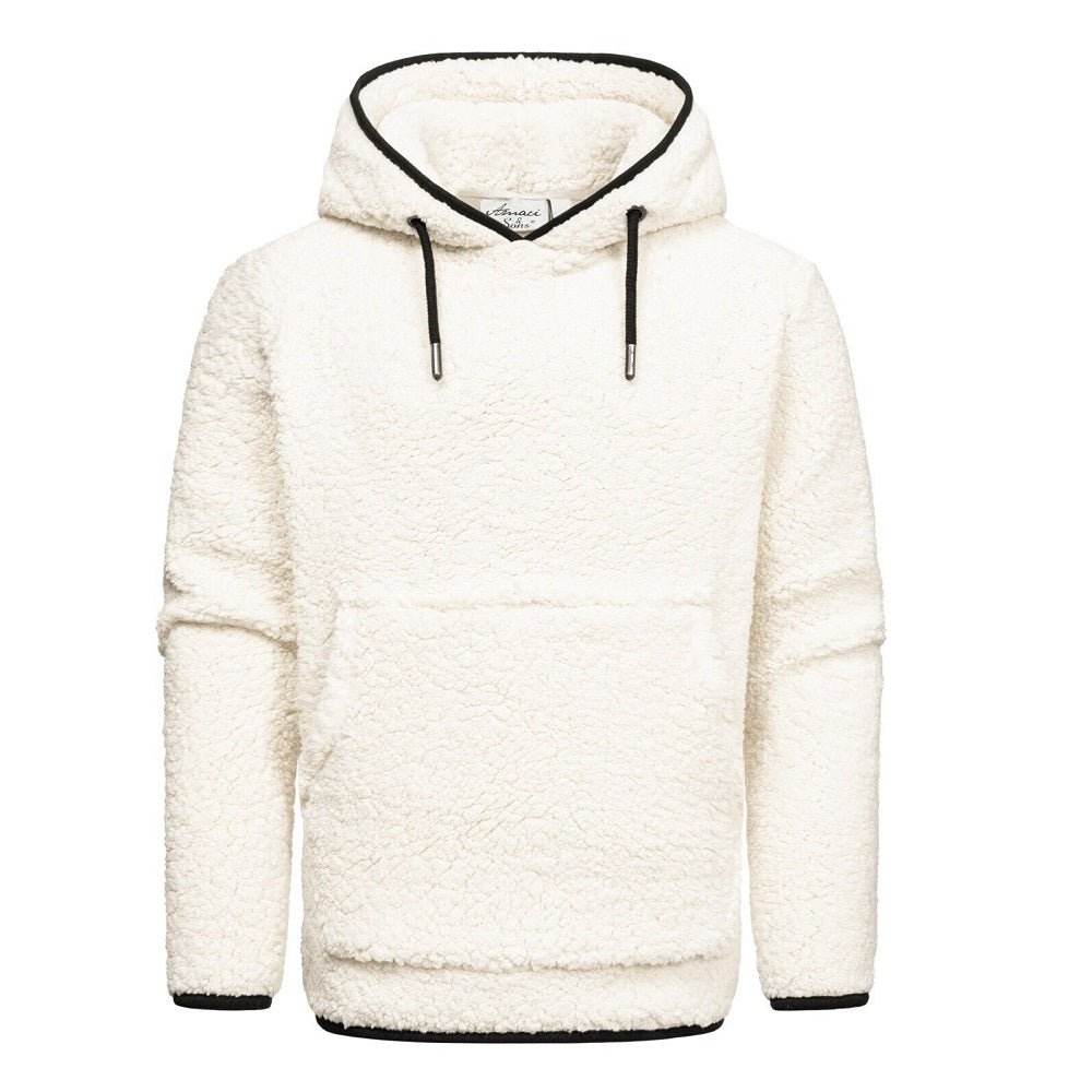 Vit fleecetröja herr med luva - Fleece hoodie
