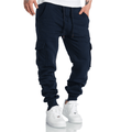 Mörkblåa mjukisbyxor - Herrbyxor med cargofickor - Sweatpants