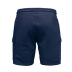 Mjukisshorts med cargofickor herr - Amaci & Son mörkblåa bakifrån