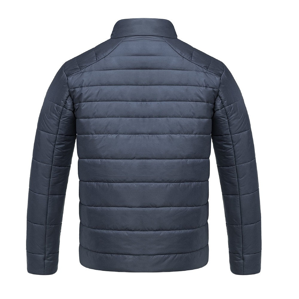 Mörkblå quiltad herrjacka från Amaci & Sons bakifrån