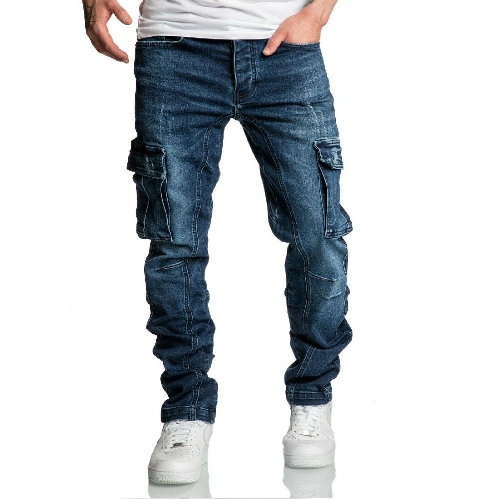 Jeans med benfickor 7977 mörkblåa front