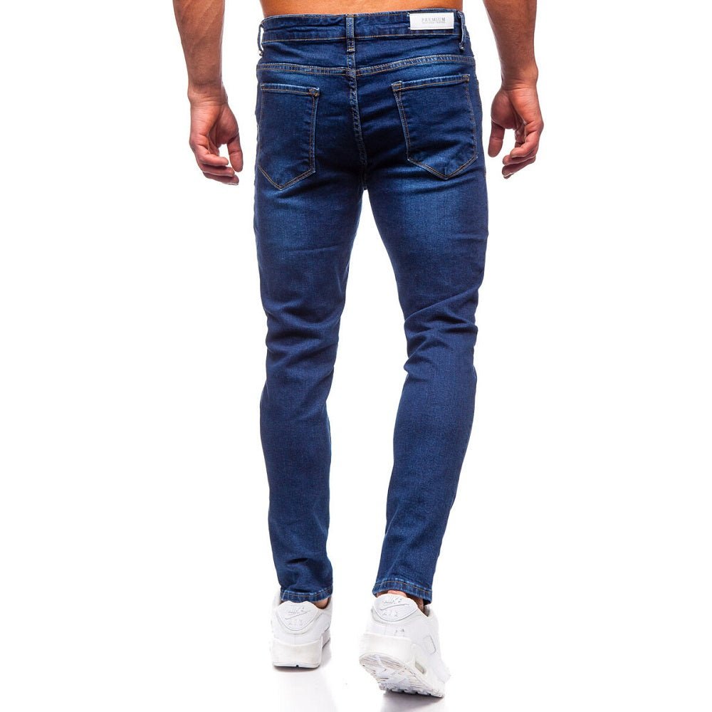 Slim fit jeans - Mörkblåa herrjeans bakifrån