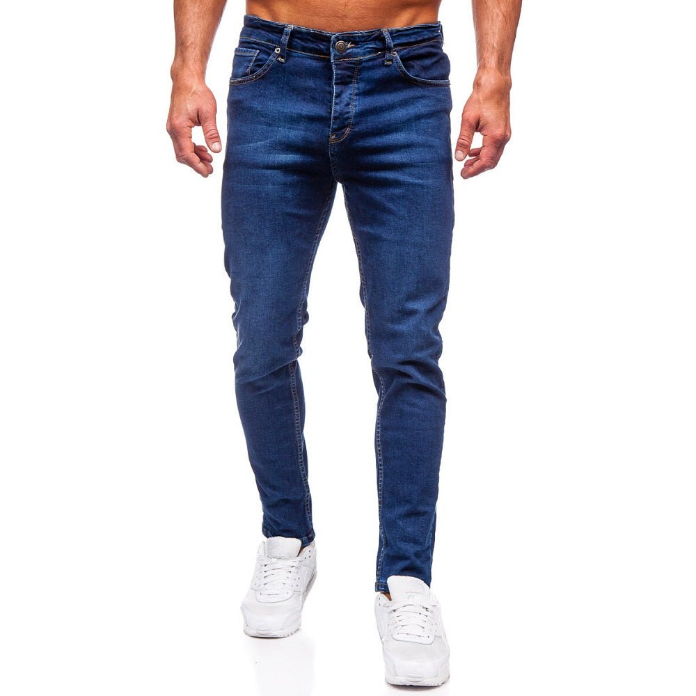Slim fit jeans - Mörkblåa herrjeans framifrån