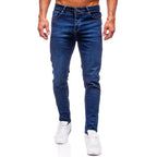 Slim fit jeans - Mörkblåa herrjeans framifrån