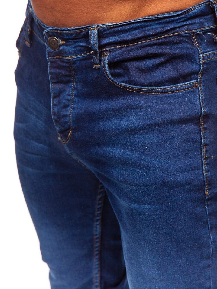 Slim fit jeans - Mörkblåa herrjeans framifrån zoomad