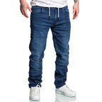 Mörkblåa stretch jeans herr - Herrjeans joggers front
