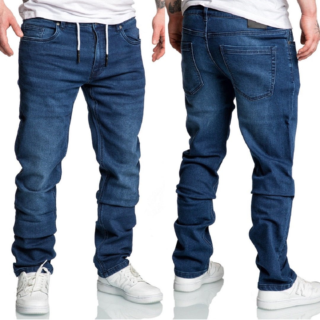 Mörkblåa stretch jeans herr - Herrjeans joggers - straight