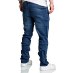 Mörkblåa stretch jeans herr - Herrjeans joggers bakifrån