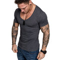 Mörkgrå Slim-Fit V-neck T-shirt
