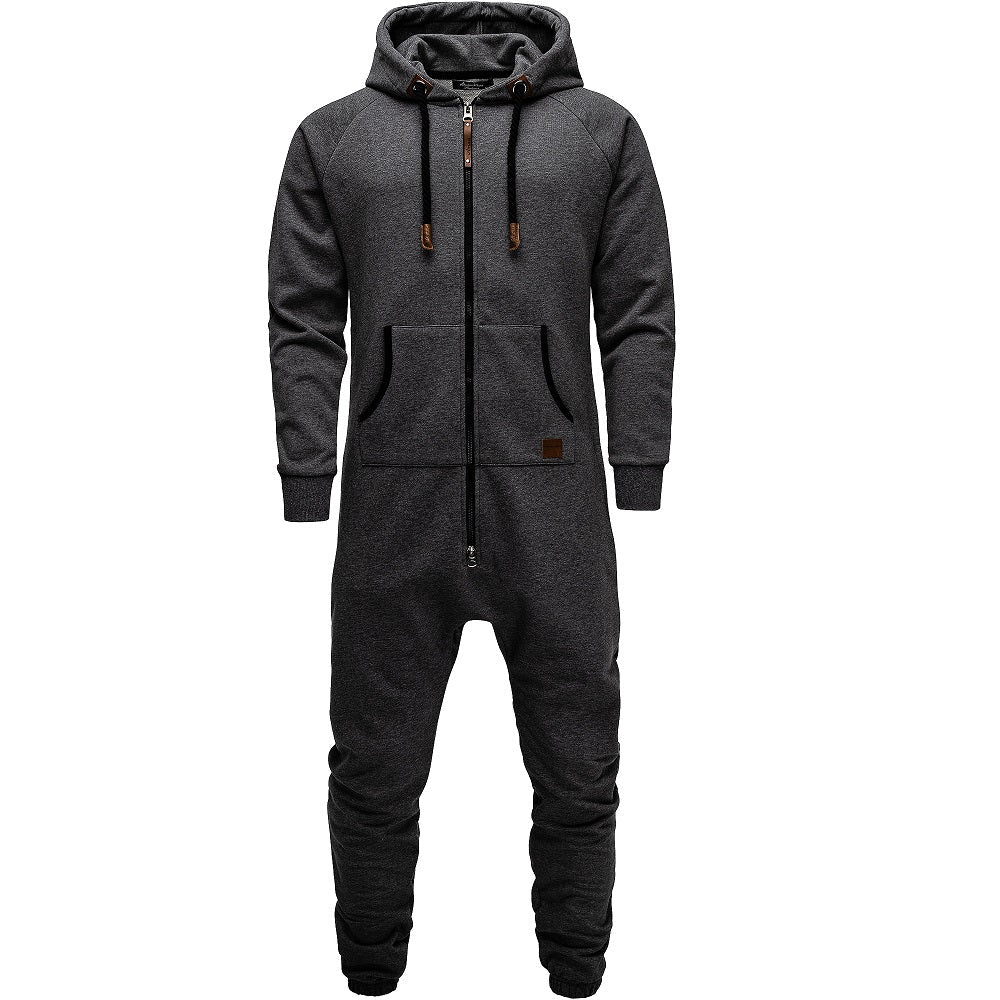 Supersköna unisex jumpsuits med luva - varm och gosig onesie mörkgrå
