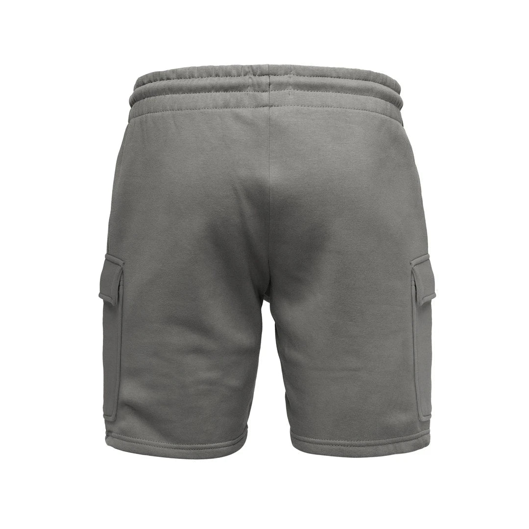 Mörkgrå cargo mjukisshorts från Amaci & Sons bakifrån