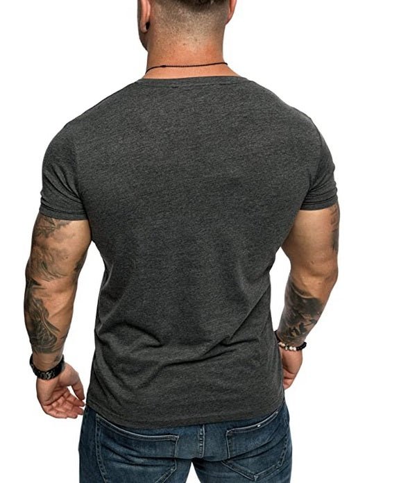 Mörkgrå V-neck T-shirt med bröstficka