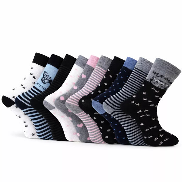 10-pack mönstrade damstrumpor