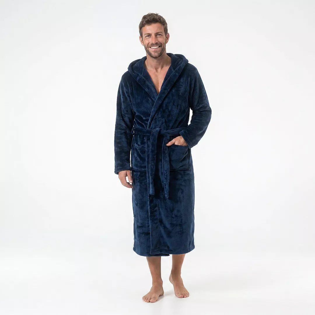 morgonrock mörkblå unisex herr