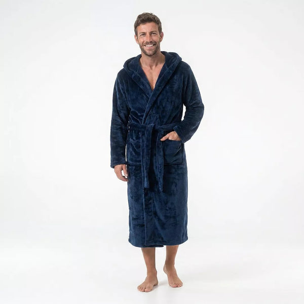 morgonrock mörkblå unisex herr
