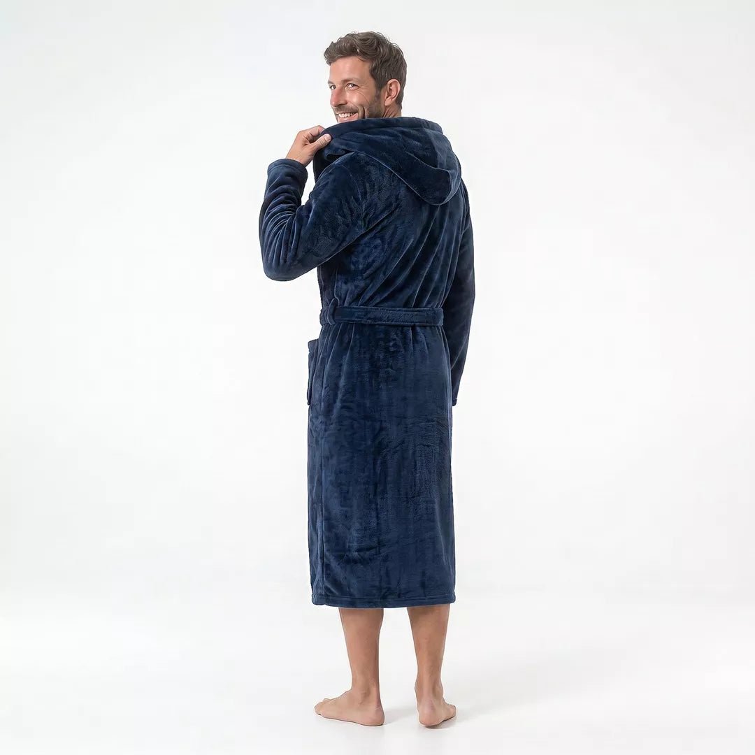 morgonrock mörkblå unisex herr bakifrån
