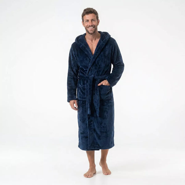 morgonrock mörkblå unisex herr