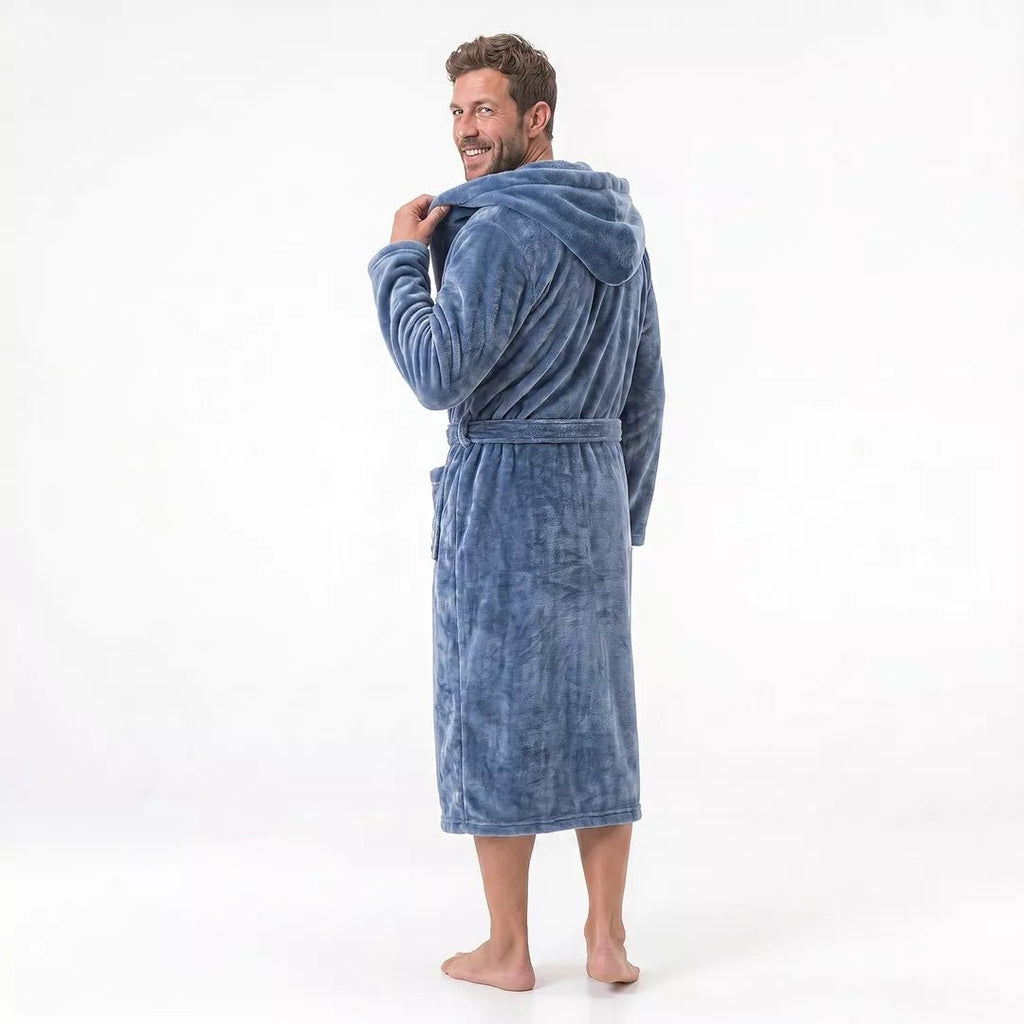 Unisex grå morgonrock herr bakifrån
