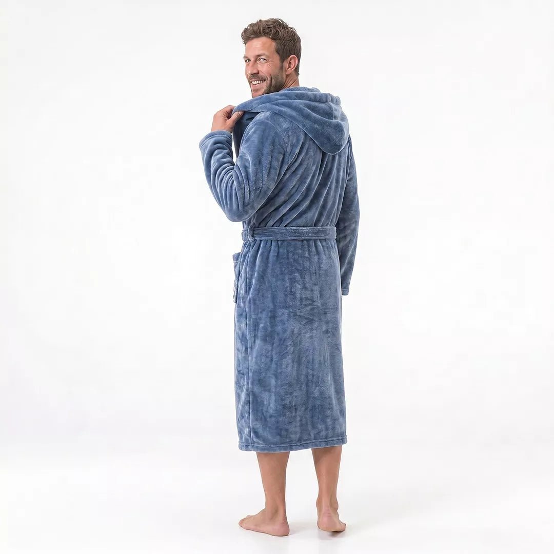Unisex grå morgonrock herr bakifrån