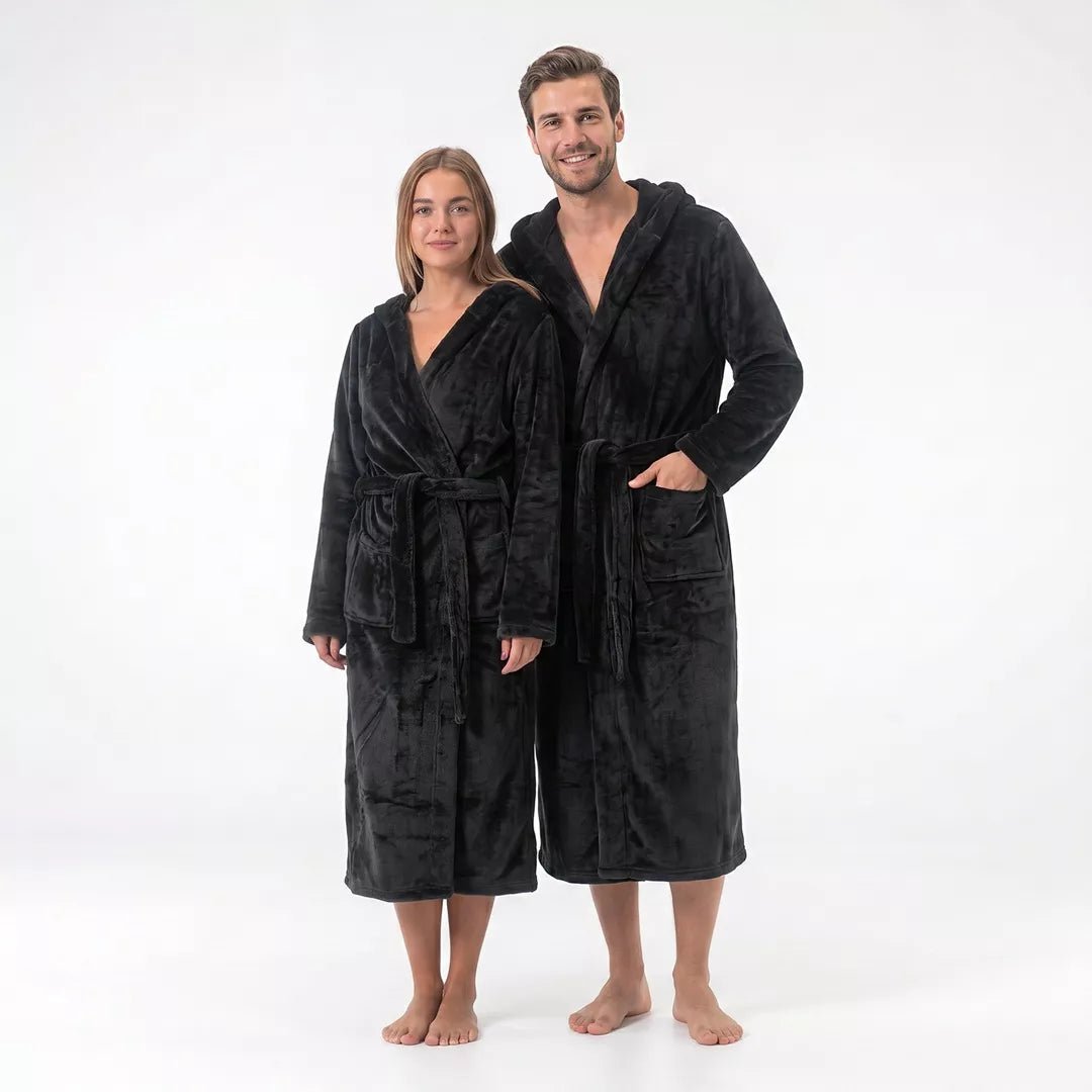 Morgonrock svart unisex dam och herr