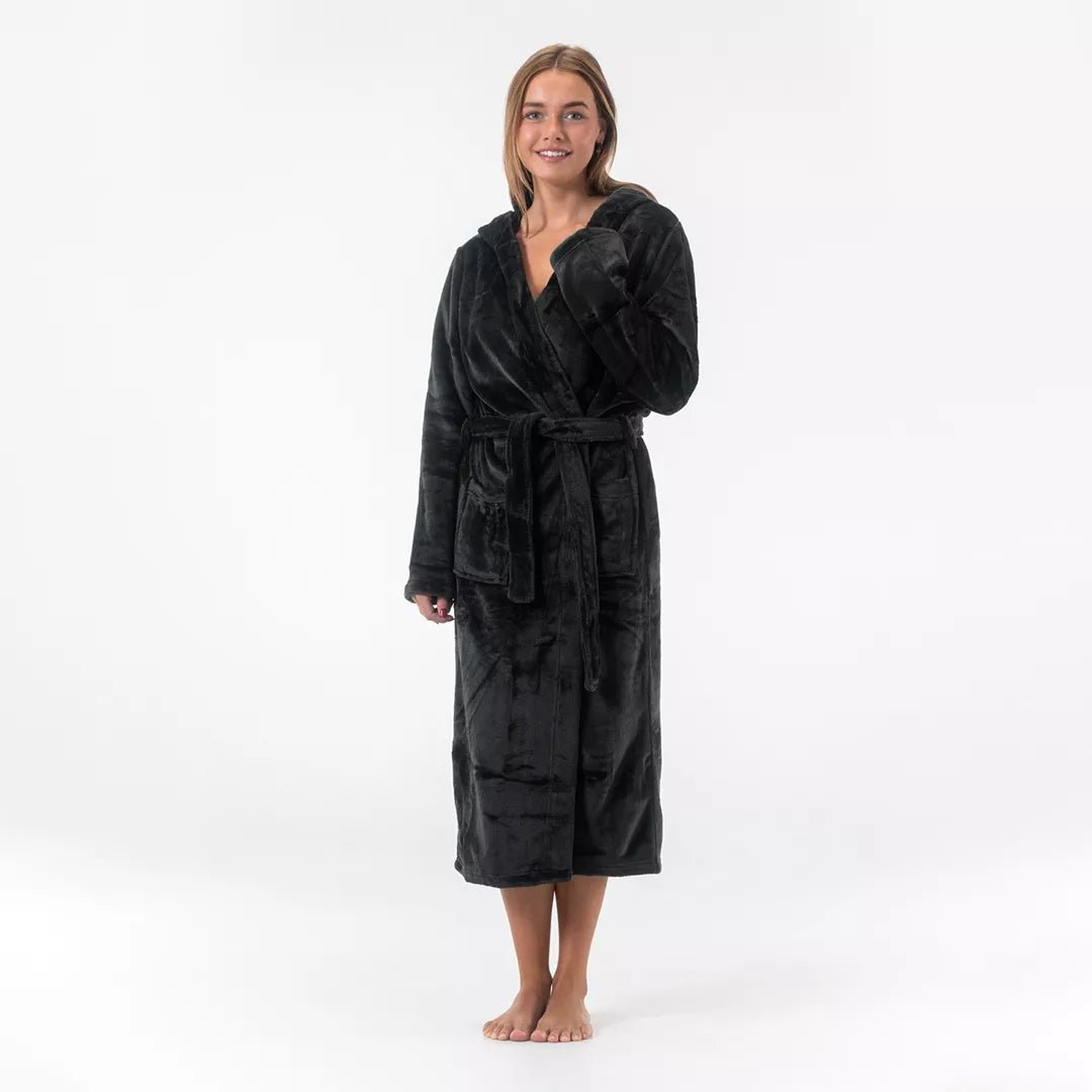 Morgonrock svart unisex dam