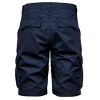 Mörkblåa cargoshorts från Amaci & Sons bakifrån