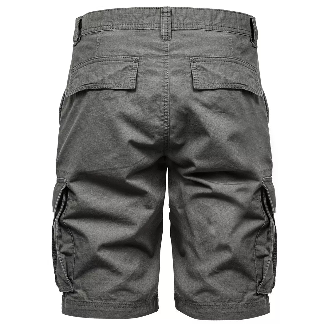 Mörkgråa cargoshorts från Amaci & Sons bakifrån