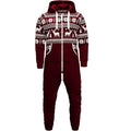 Mysiga onesies med luva - unisex jumpsuits vinröd