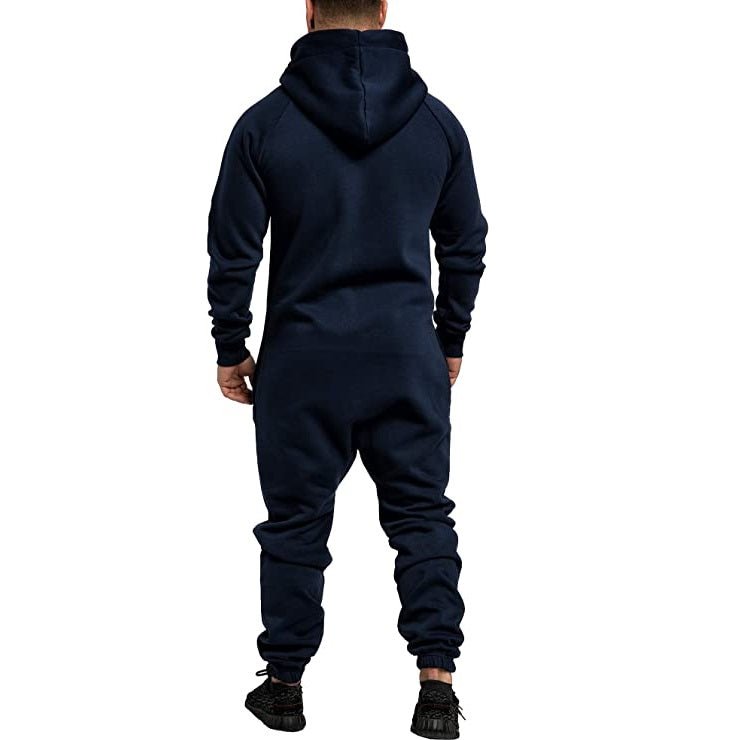 Navyblå onesie med luva 499 kr - Gosig jumpsuit bakifrån