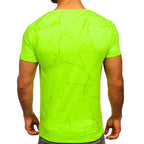Neongrön t-shirt med spräckligt mönster Rock N Roll bakifrån