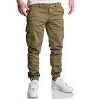 Olivgröna chino joggers 499 kr - Herrbyxor med cargofickor framifrån