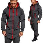 Onesie / Jumpsuit Mörkgrå med röda detaljer