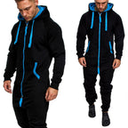 onesie med luva - svart med blåa inslag