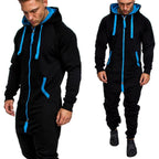 onesie med luva - svart med blåa inslag