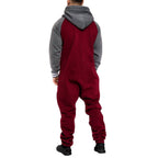 Supersköna onesies med luva - Unisex Jumpsuits - vinröd bakifrån